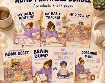 ADHD Printable Mega Bundle – 7 Planners & Trackers, 34+ Pages