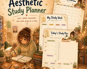 Cozy Anime Study Planner Printable, Undated Student Organization (Digital Download)
