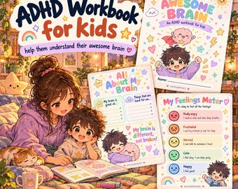ADHD Workbook for Kids Printable – Feelings Meter, Calm Down Plan & Focus Tools