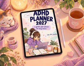 ADHD Digital Planner 2027 for GoodNotes & iPad – Hyperlinked Monthly, Weekly and Daily Pages