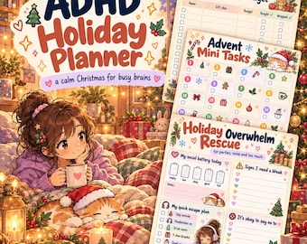ADHD Holiday Planner Printable – Christmas Gift List, Meal Plan & Advent Tasks