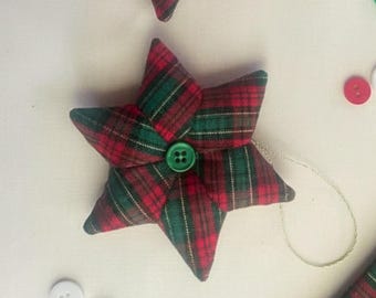 Handmade English Paper Pieced Six-Point Star Christmas Ornament