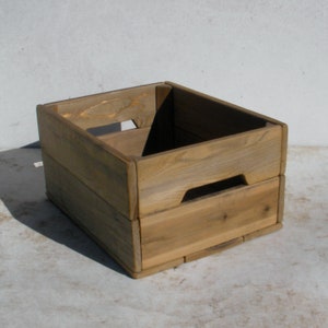 Farmhouse Wood Crate Primitive Folk Art Rustic Decor Storage Custom Finish Wooden Bin Box Natural