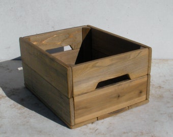 Farmhouse Wood Crate Primitive Folk Art Rustic Decor Storage Custom Finish Wooden Bin Box Natural