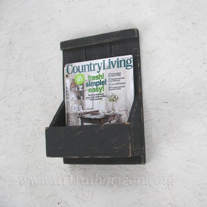 Primitive Folk Art Black Magazine Rack Wall Box Custom Farmhouse ...