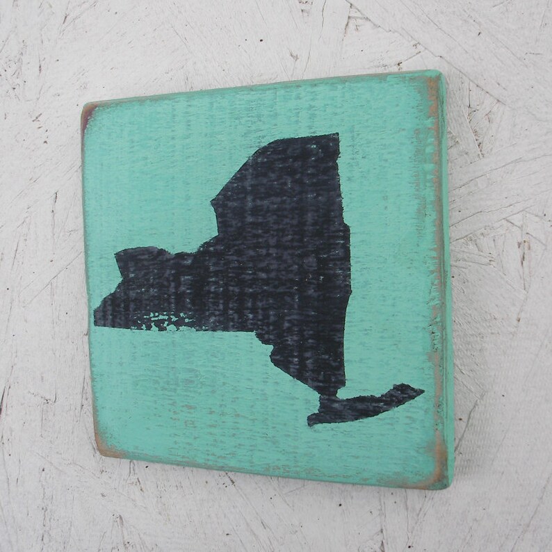 New York Wood Sign State Shape Rustic Decor Primitive Folk Art Etsy