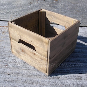 Small Wood Crate Primitive Folk Art Rustic Farmhouse Decor Custom Finish Wooden Bin Box Natural