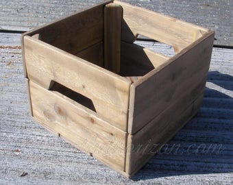 Small Wood Crate Primitive Folk Art Rustic Farmhouse Decor Custom Finish Wooden Bin Box Natural