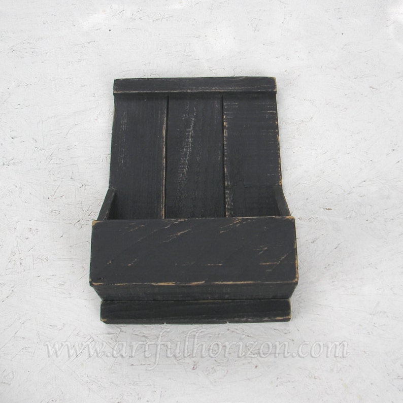 Primitive Folk Art Black Magazine Rack Wall Box Custom | Etsy