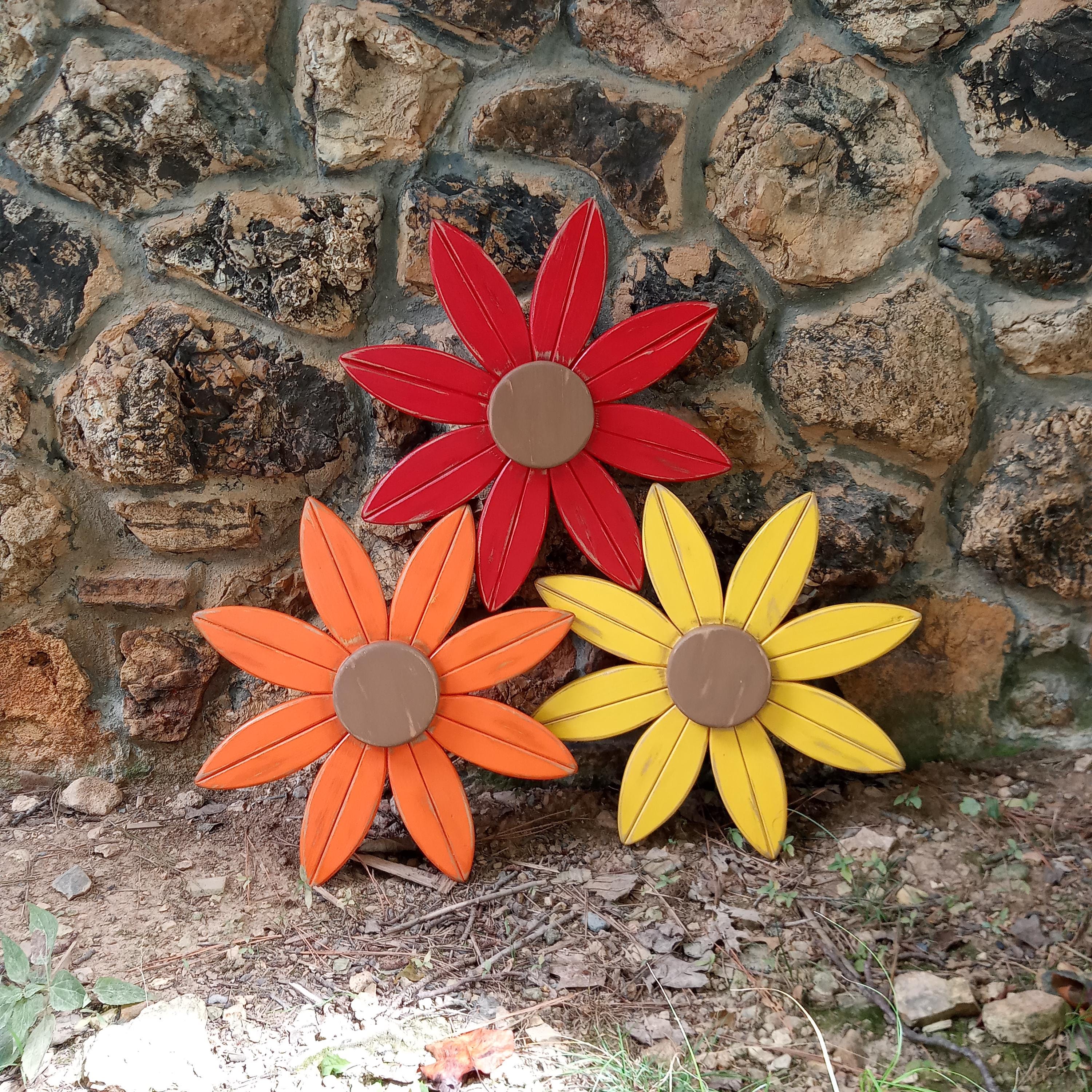 Wood Flower Wall Art 3D Daisy Cutout Colorful Home Decor Farmhouse
