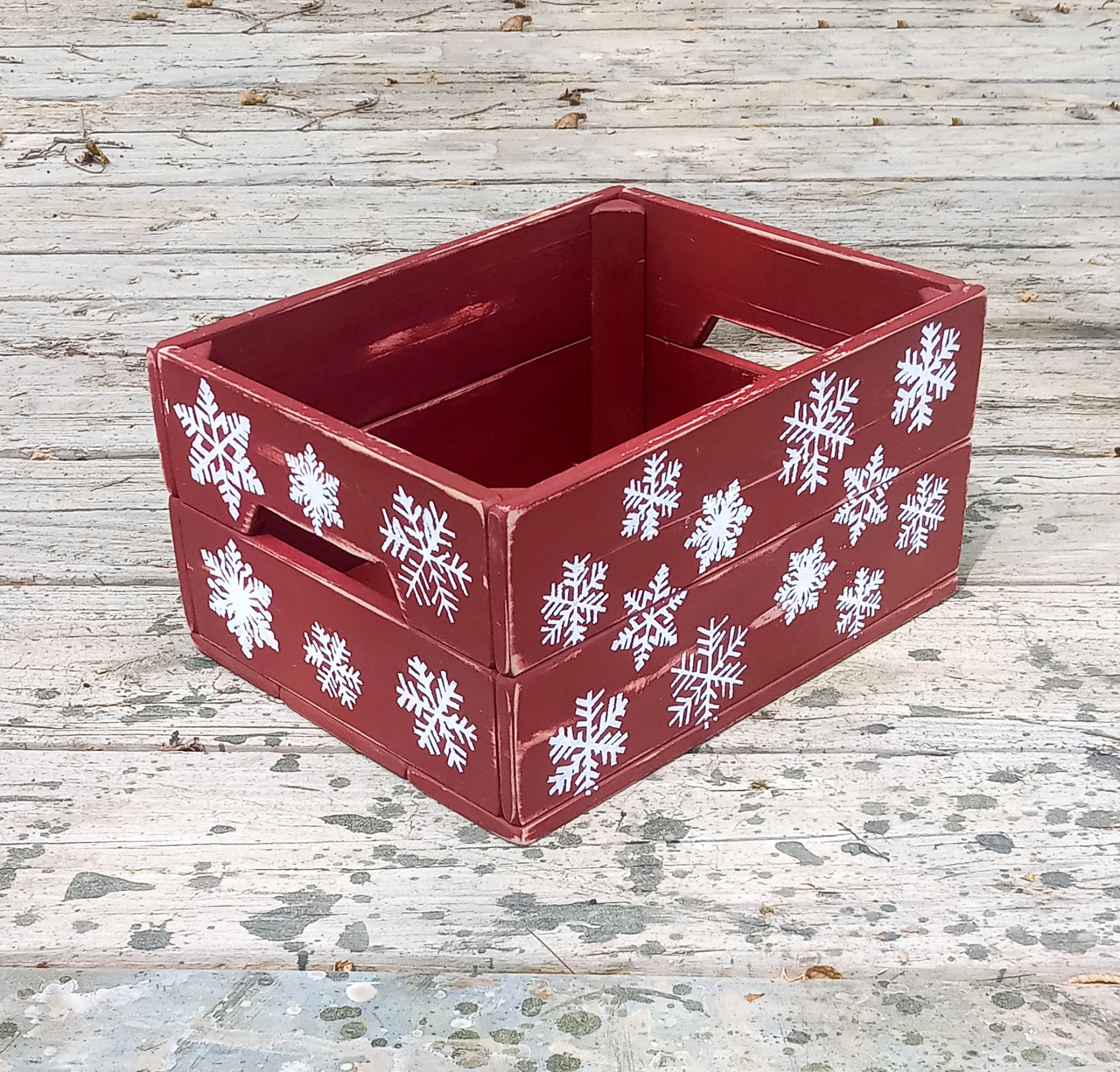 caisse En Bois Avec Flocons