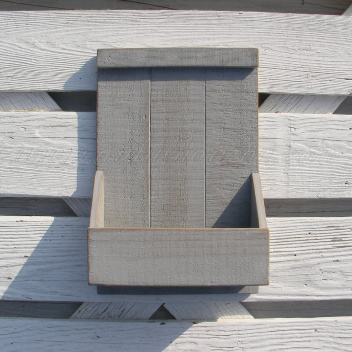 Primitive Folk Art Gray Magazine Rack Wall Box Custom Color Modern ...