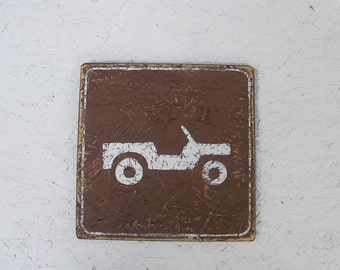 Park Off Road Sign Jeep 4x4 Rustic Decor Primitive Folk Art Reclaimed Wood Hunting Lodge Man Cave