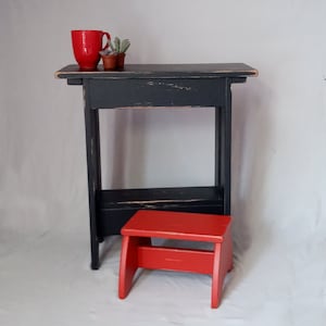 Painted Farmhouse Table Primitive Wood End Table Custom Finish Ebony Black Paint Furniture Modern Farmhouse Decor