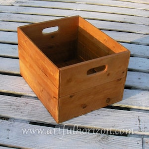 Reclaimed Wood Crate Medium Bin Primitive Folk Art Custom Rustic Farmhouse Decor Storage Wooden Box Natural