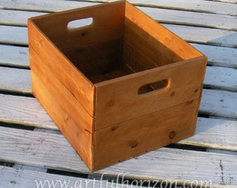 Reclaimed Wood Crate Medium Bin Primitive Folk Art Custom Rustic Farmhouse Decor Storage Wooden Box Natural