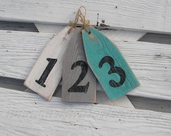 Wood House Numbers Buoy Sign Nautical Beach Cottage Decor Wedding Decor Table Setting Home Address Numbers Customizable