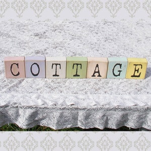 Painted Wood Block Letters Cottage Chic Home Decor Wooden Shabby Chic Colors Name Rustic Weathered Distressed Spell Alphabet