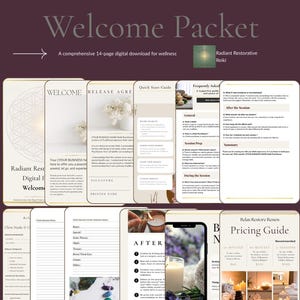 Reiki Client Welcome Packet | Editable Canva Template | Intake Form, Consent Form, Aftercare & Chakra Notes | Practitioner Tools | Use Today