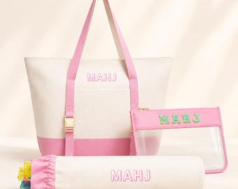 All-in-One Mahjong Storage Set – Canvas Tote Bag with Mat Holder, Tile Organizer & Protective Sleeve