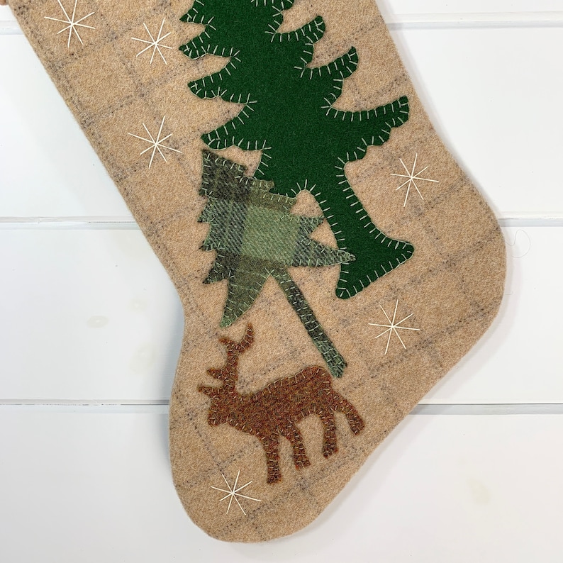 Personalized Christmas Stocking, Family Christmas Stockings, Rustic Christmas Stocking, Woodland Elk Stocking, Elk Christmas, Cabin Stocking image 3