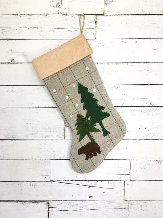 Personalized Christmas Stocking Rustic Stocking Cabin Etsy