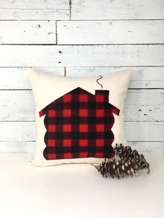 Cabin Pillow Log Cabin Pillow Rustic Home Decor Buffalo Etsy