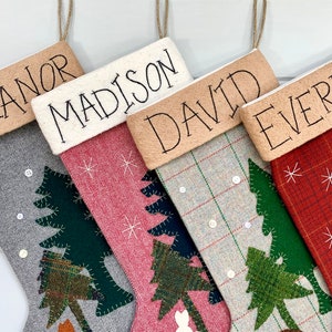 Personalized Christmas Stocking, Family Christmas Stockings, Rustic Christmas Stocking, Woodland Elk Stocking, Elk Christmas, Cabin Stocking image 8