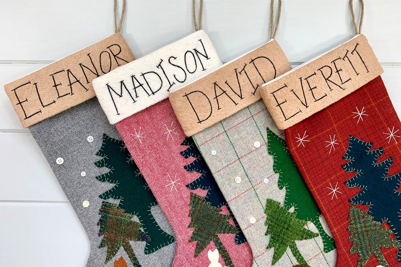 Personalized Christmas Stocking, Family Christmas Stockings, Rustic Christmas Stocking, Woodland Elk Stocking, Elk Christmas, Cabin Stocking image 8