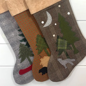 Personalized Christmas Stocking, Rustic Christmas Stocking, Cabin Stocking, Dog Stocking, Woodland Christmas Stocking, Paw Print Stocking image 6