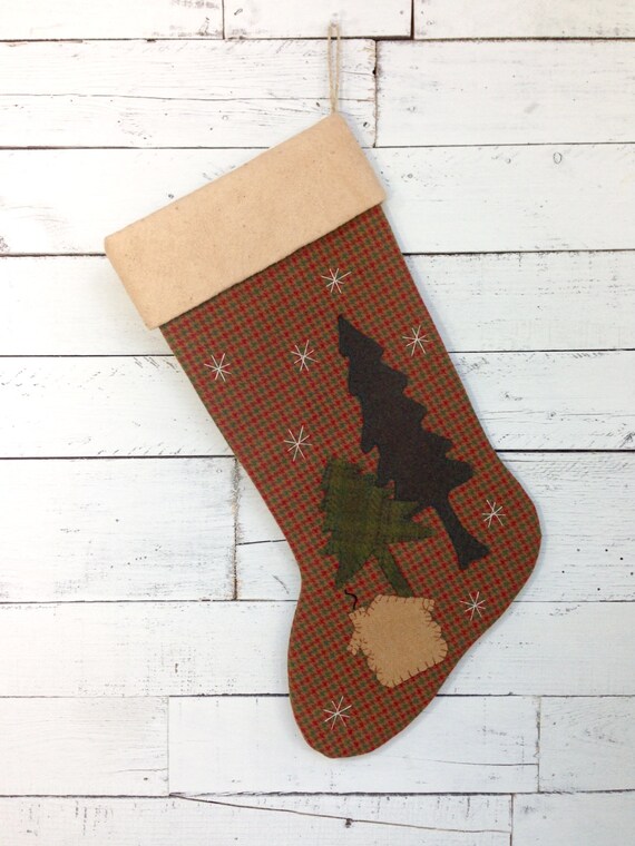 Personalized Christmas Stocking Rustic Christmas Stocking Etsy