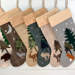 Personalized Christmas Stocking, Family Christmas Stockings, Rustic Christmas Stocking, Woodland Elk Stocking, Elk Christmas, Cabin Stocking image 6