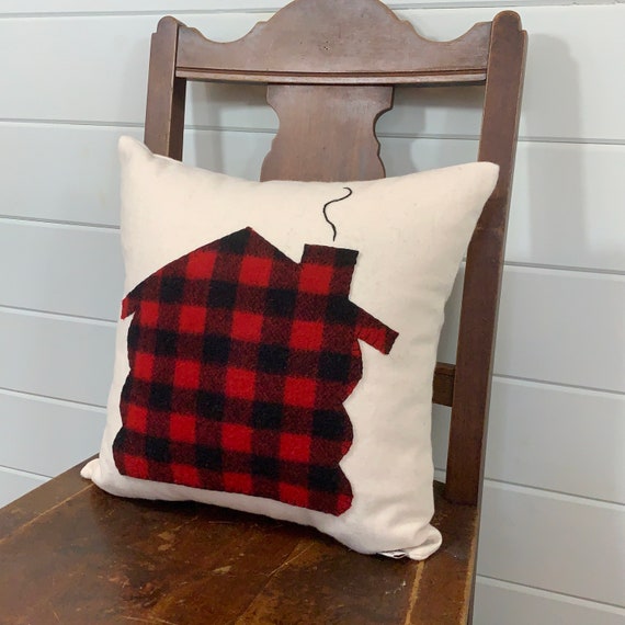 Cabin Pillow Log Cabin Pillow Rustic Home Decor Buffalo Etsy
