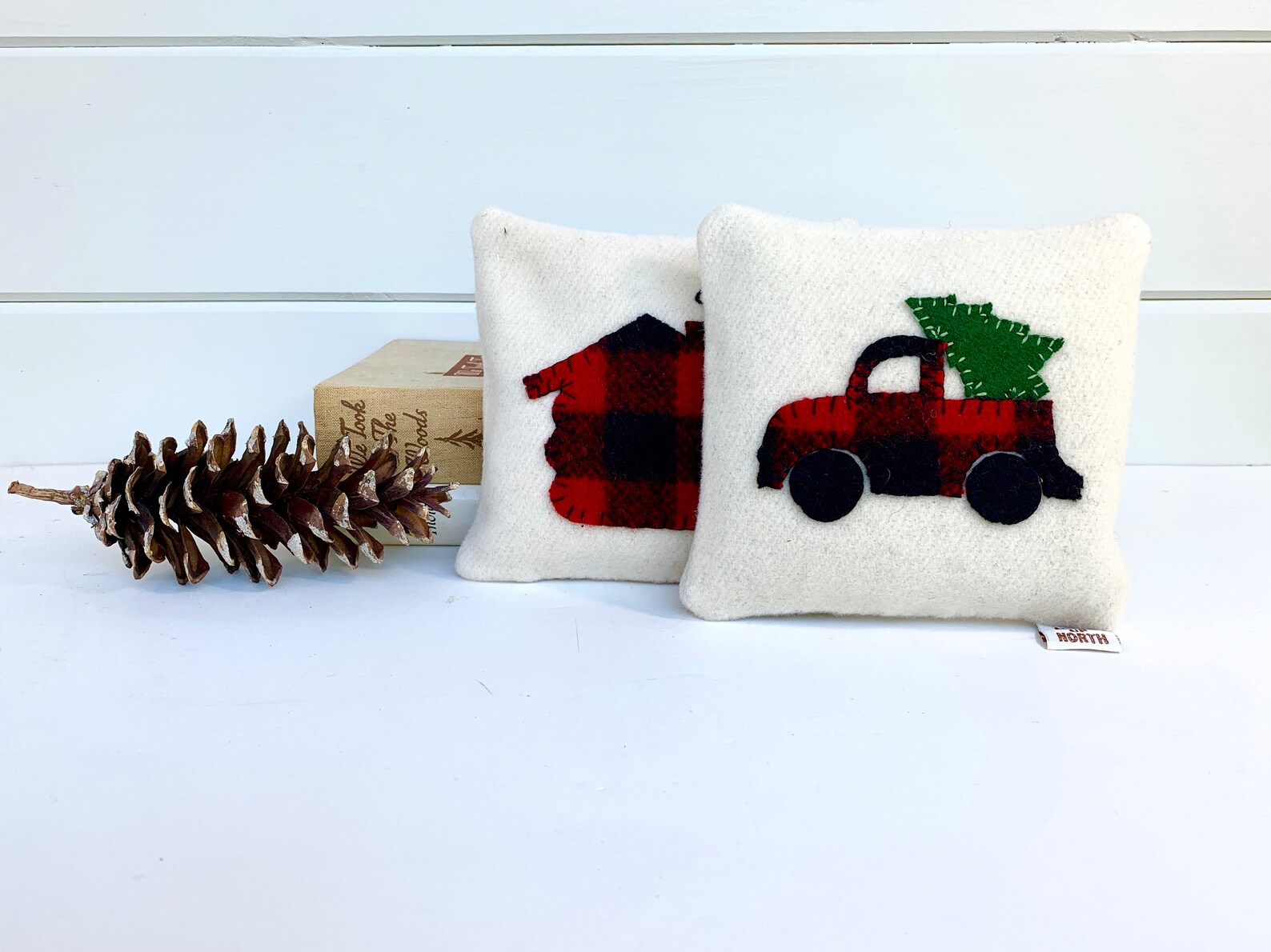 Red Truck Pillow Buffalo Plaid Pillow Red Truck with Etsy