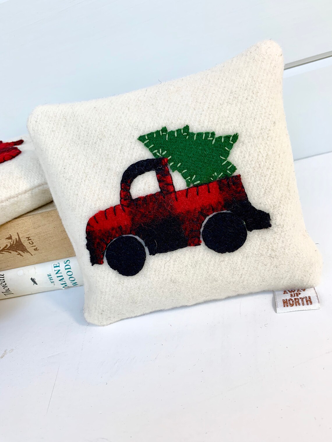 Red Truck Pillow Buffalo Plaid Pillow Red Truck with Etsy