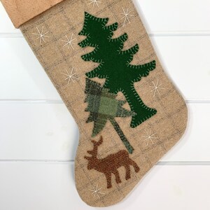 Personalized Christmas Stocking, Family Christmas Stockings, Rustic Christmas Stocking, Woodland Elk Stocking, Elk Christmas, Cabin Stocking image 2
