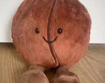 Peluche adorable con forma de grano de café – Peluche marrón kawaii con piernas – Almohada suave y mullida – Regalo acogedor para amantes del café 13 cm
