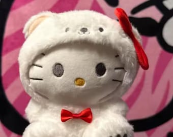 Cute White Kitty Plush Toy with Red Bow – Kawaii Cat Stuffed Animal – Soft Cartoon Plushie Gift for Girls & Collectors  25cm