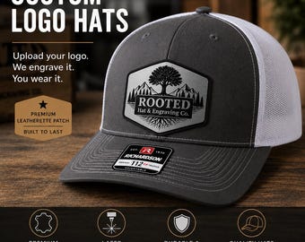 Custom Laser Engraved Leatherette Patch Trucker Hat | Richardson 112FP Logo Cap