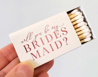 Bridesmaid Proposal Gift Will You Be My Bridesmaid Gift Matches Ivory Pink Foil Bridesmaid Proposal Gift Small Matches Box Matches Holder