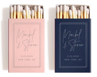 Cajas de cerillas personalizadas con estampado metalizado para bodas - Recuerdos personalizados para despedidas de soltera - Decoración elegante para la cena de ensayo