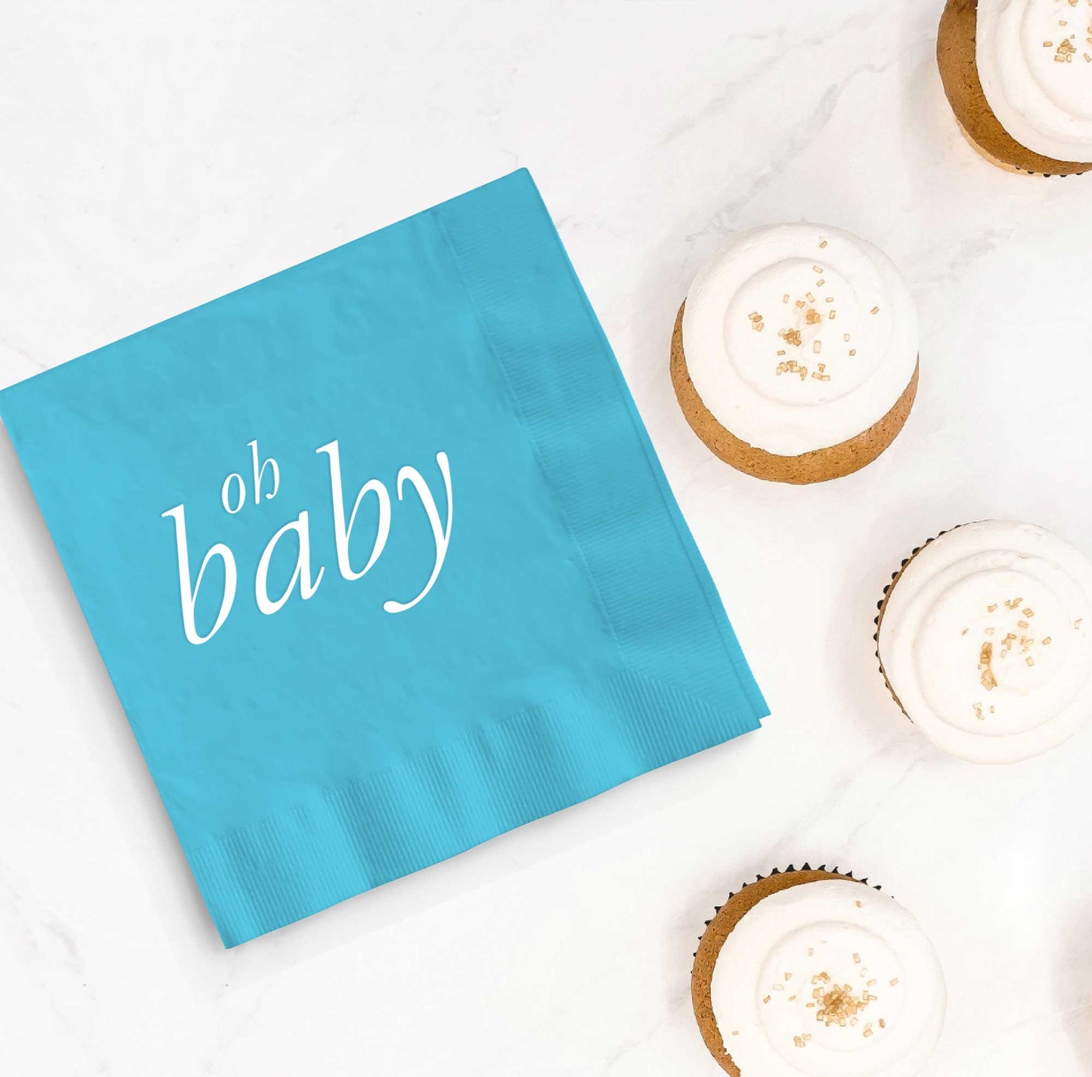 Oh Baby Napkins Set of 20 Blue and White Napkins Foil Etsy