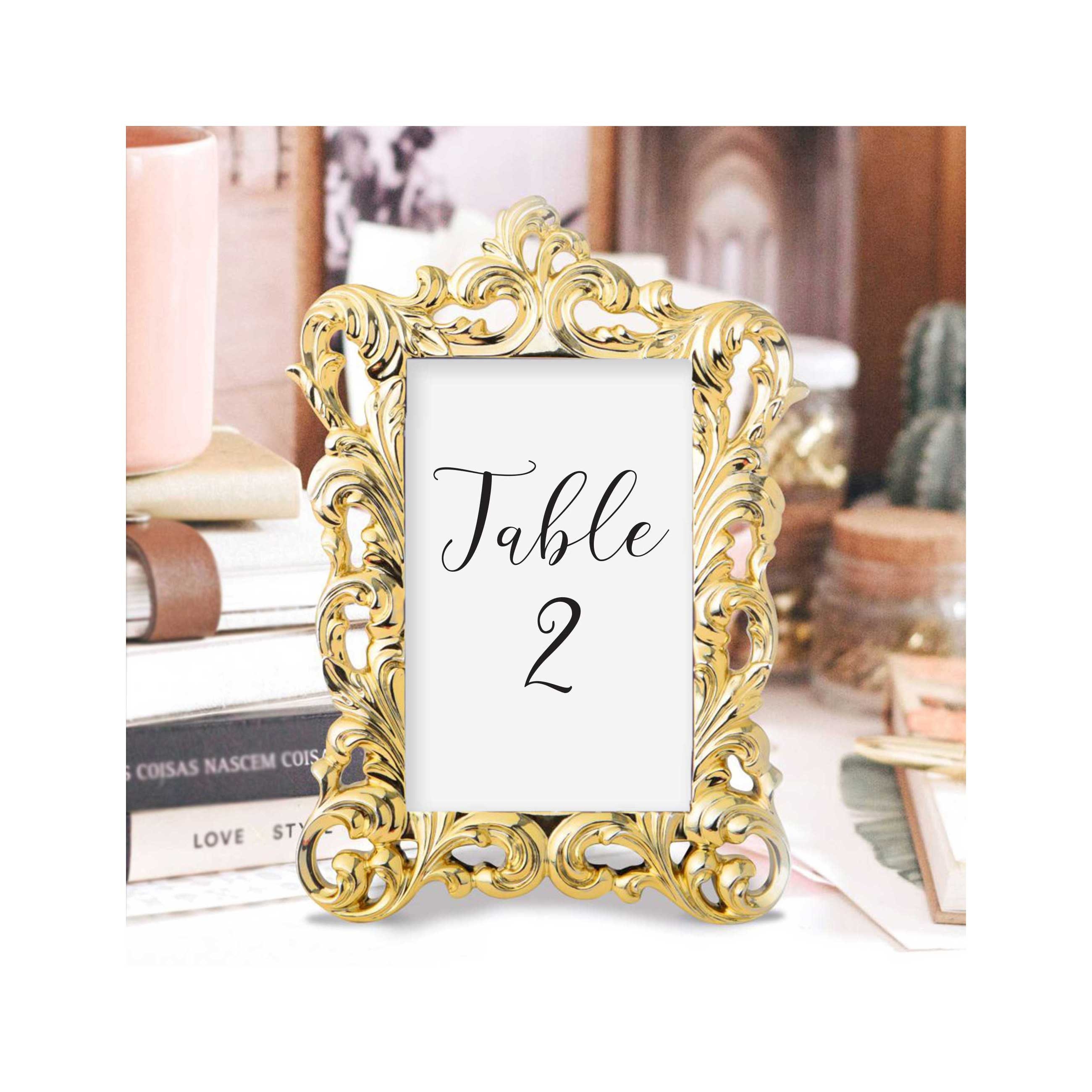 5 x 7 Picture Frames 6-Pack – Floating Frame Set for Table Numbers, Wedding Signs, Photos, or Table Decor by Great Northern Party - Gold