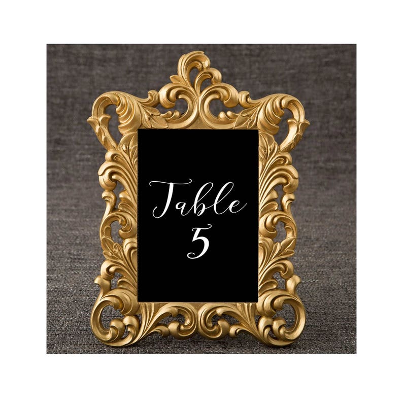 5 x 7 Gold Frames Set of 3 Wedding Favors Party Favor Victorian Bridal Shower Baroque Table Number Frame