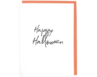 Happy Halloween Card Letterpress Greeting Card Black and Orange Halloween Gift Printed on Tree Free Paper and Handmade in NYC