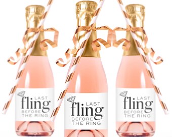 Last Fling Before the Ring Labels for Mini Champagne Bottles Printed Labels for Bachelorette Parties Champagne Splits Labels Bridesmaid Gift