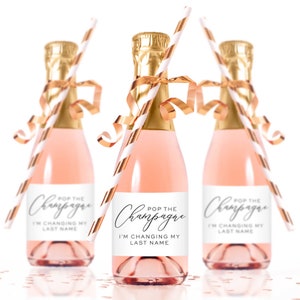 Pop the Champagne I'm Changing My Last Name Labels Mini Champagne Bottle Label Wedding Bridesmaid Wine Label Champagne Sticker