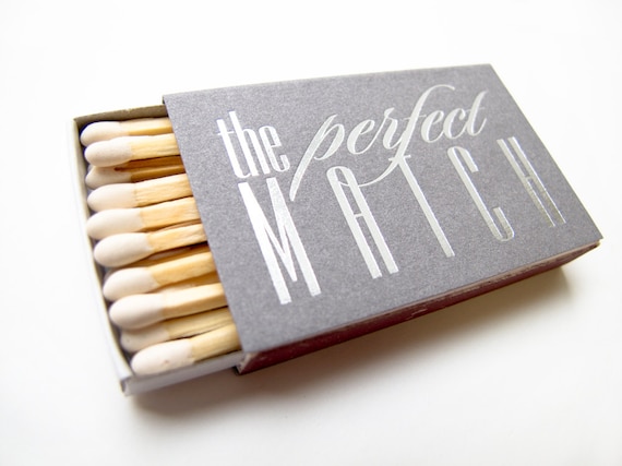 The Perfect Match Custom Wedding Matches Foil Stamped Etsy