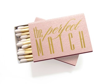 The Perfect Match Matches Rose Gold and Gold Foil Wedding Favors Wedding Matches Rehearsal Dinner Favors Matches Wedding Favor