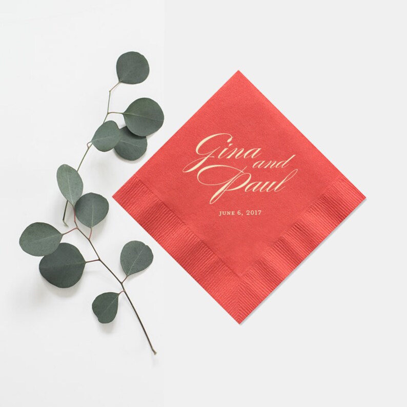 Custom Napkins Personalized With Your Names Foil Stamped Etsy